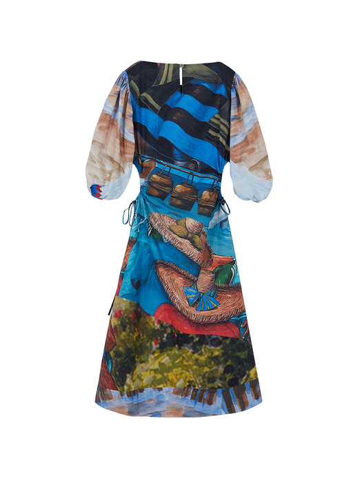(WOMEN) ANNA SHIRRING WAIST DRESS atb706w(BLUE)