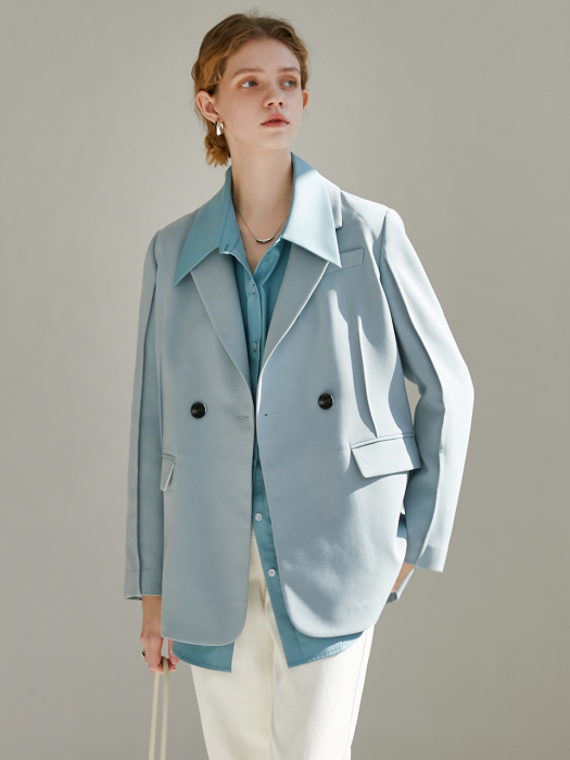 Delight one-button polyester jacket_2 color