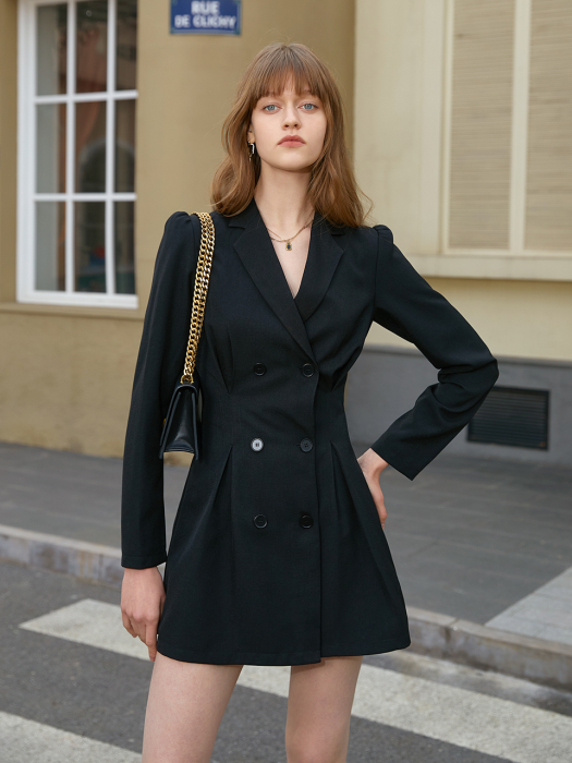 YY double-breasted small suit dress_2 color