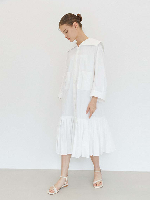 Ria Pleats Dress - Off White