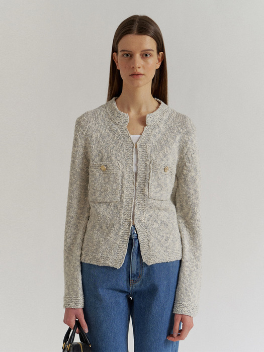 Mignon Knit Jacket in Powder Blue