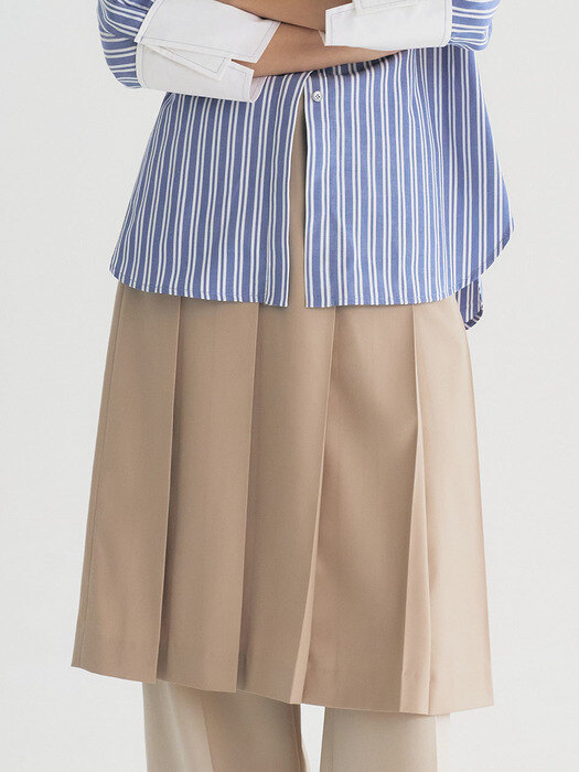 Basic Pleated Midi Skirt (Beige)
