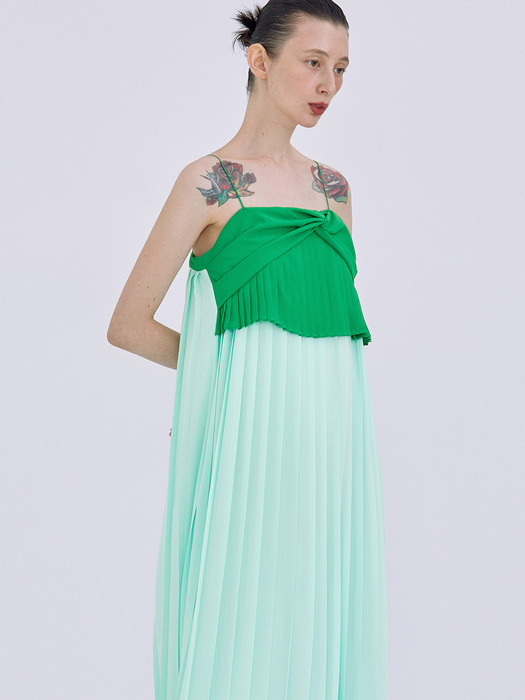 Twisted Pleats Dress_Mint