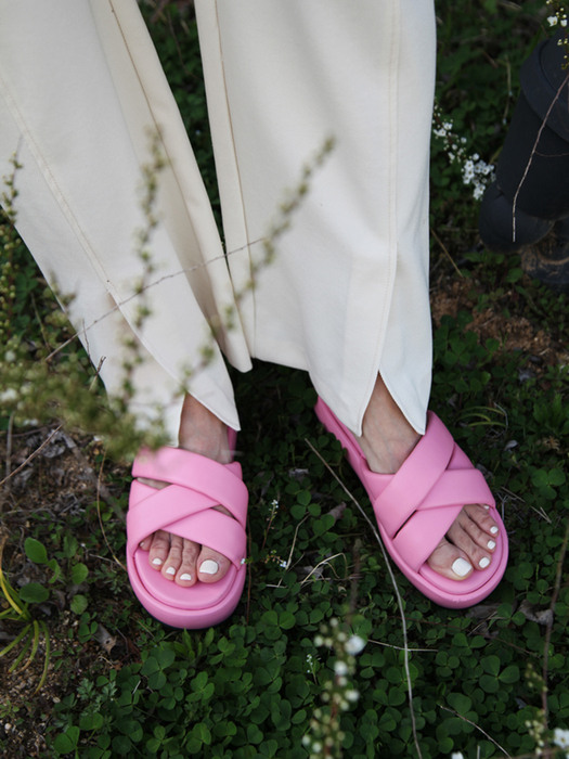 Sia Flatform Sandals Leather Pink