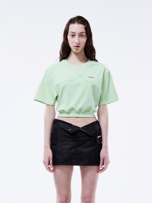 Embroidered banding crop top (mint)