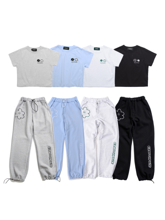 DAISY CROP SWEAT PANTS SET UP (4COLORS)