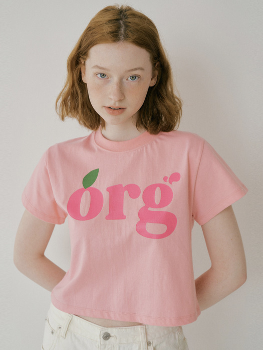 ORG CROP PRINTING T-SHIRTS PINK