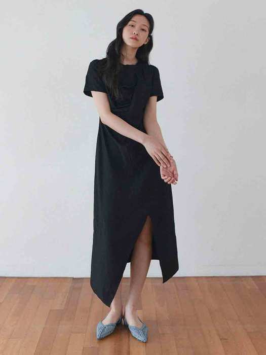 Della shirring dress (black)