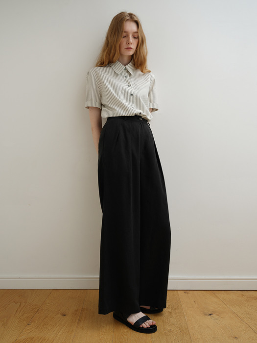 KELLEY LINEN WIDE PANTS (BLACK)