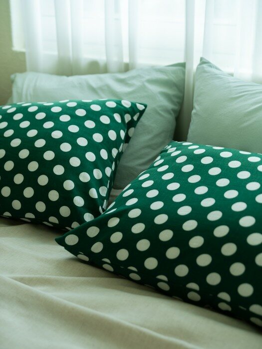 green dot dot pillow cover 도트 린넨 패턴 베개커버