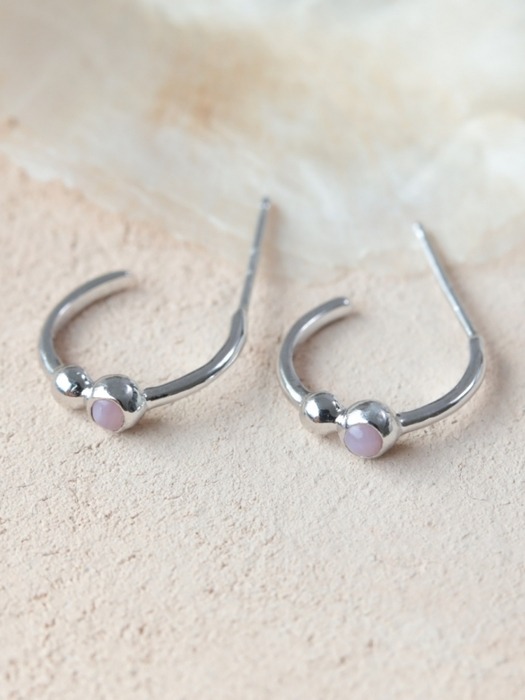 핑크오팔 링 귀걸이 Pink opal ring earring