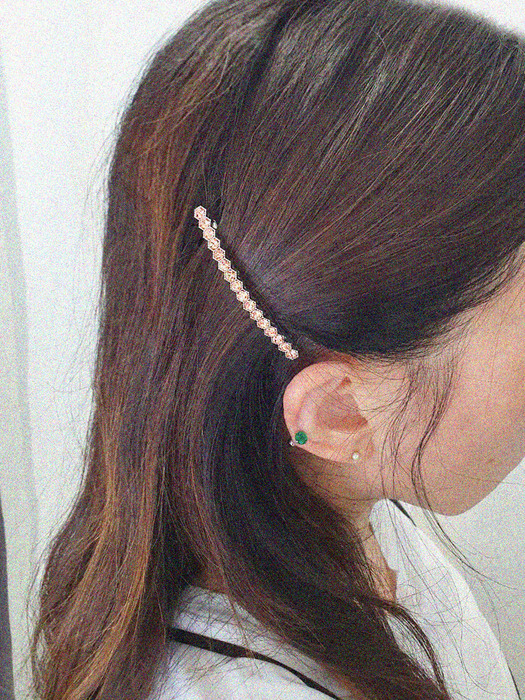 Lady Ruby Point Hair Pin 헥사곤 큐빅 블링 포인트 헤어핀