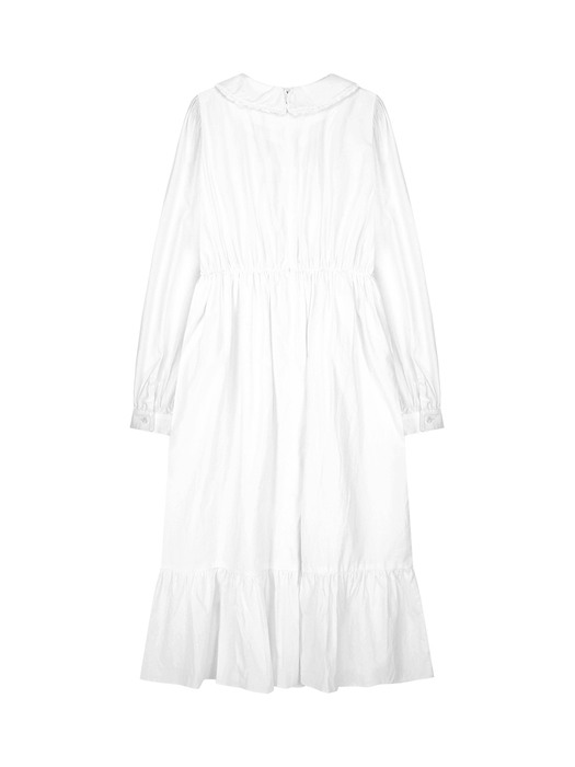 RIBBON SHIRRING DRESS (WHITE)