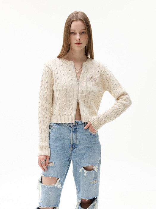 [단독] LK CABLE KNIT ZIP(BEIGE)