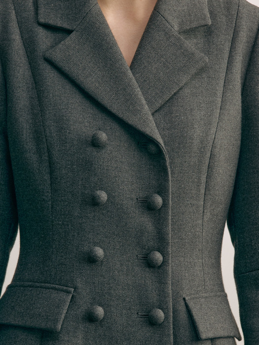 [N]HACKNEY Volume sleeve coat dress (Charcoal gray)
