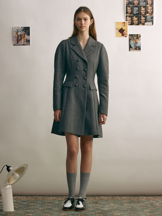 [N]HACKNEY Volume sleeve coat dress (Charcoal gray)