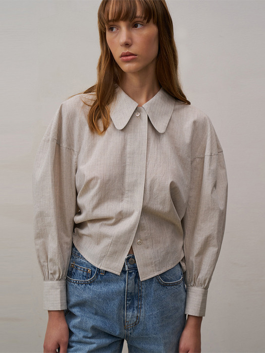 Marie Check Blouse (beige)