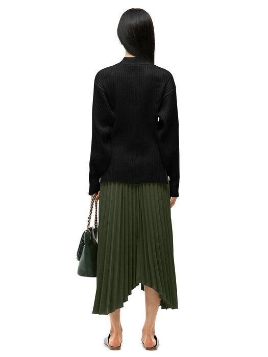 Folded Pleats Skirt_Deep Green