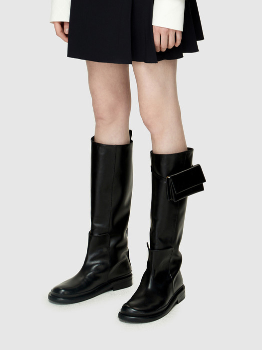 22FW ROUND TOE LONG BOOTS - BLACK
