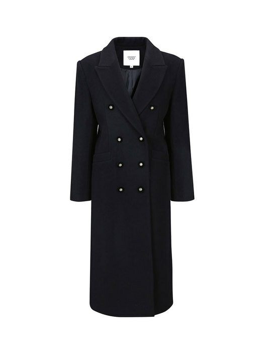 GOLD BUTTON DOUBLE COAT - NAVY