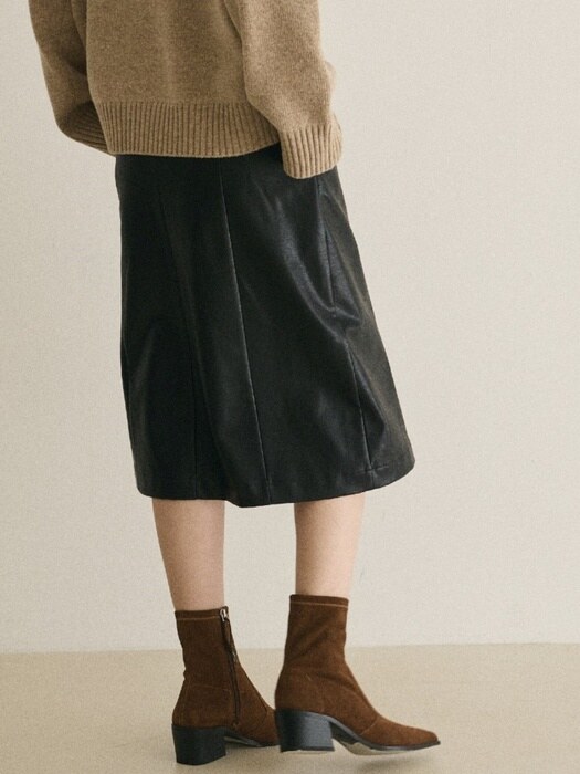 SYNTHETIC LEATHER SKIRT_BLACK