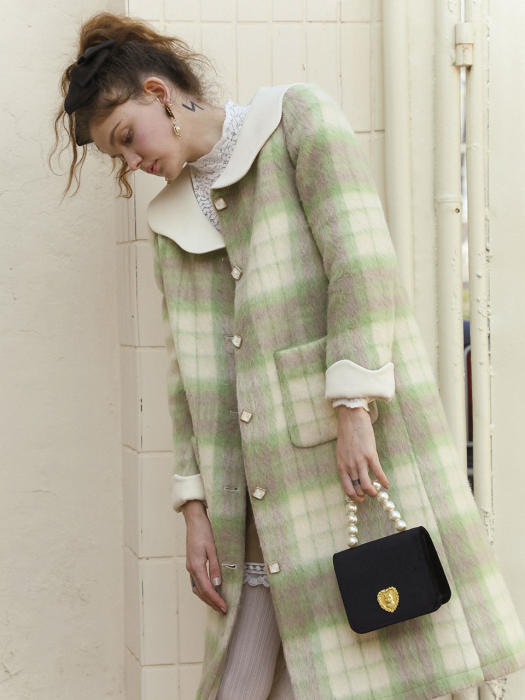 DD_High-end wooled check coat_GREEN