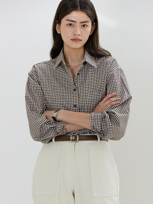 B Daily Pocket Check Shirt_Check Brown