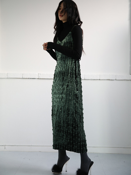 Hollywood Ornament Velvet Dress_Green