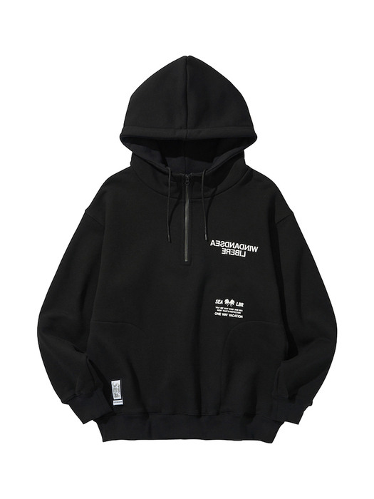 WDS X LIBERE HARF-ZIP HOODIE / BLACK