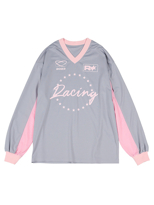 MOTOR CYCLE JERSEY PULLOVER TOP [GREY]