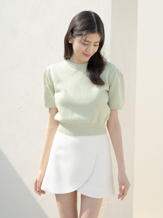 ROUND NECK PUFF SLEEVES KNIT_LIME