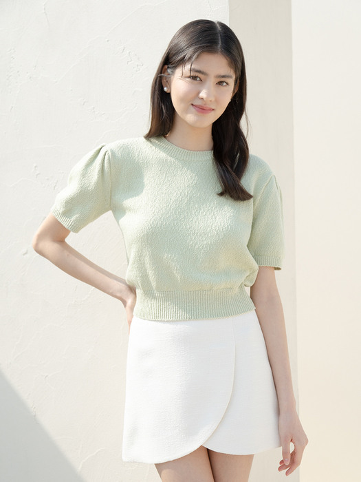 ROUND NECK PUFF SLEEVES KNIT_LIME
