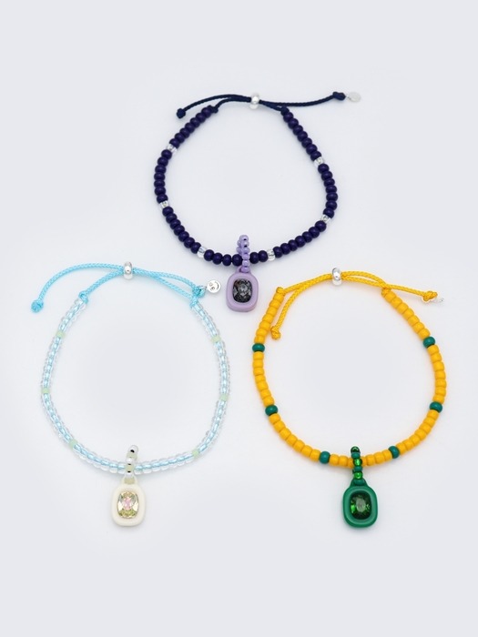 Swarovski square stone color beads Bracelet 스와로브스키 스퀘어 스톤 컬러 비즈 매듭 팔찌