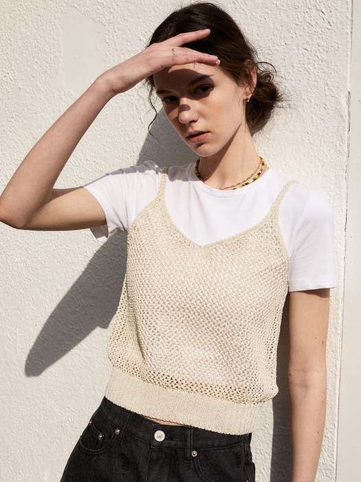PUNCHING KNIT BUSTIER _IVORY