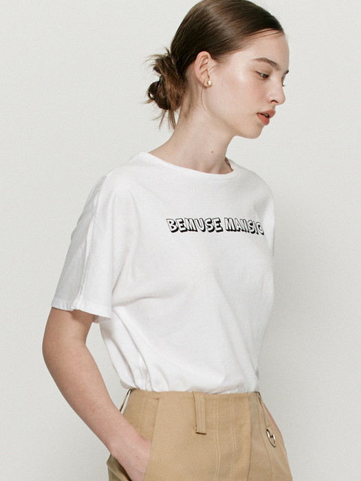 Font dolman sleeve T-shirt - White