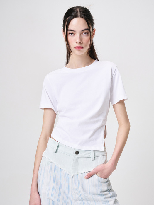 Slit Pintuck T-Shirt, White