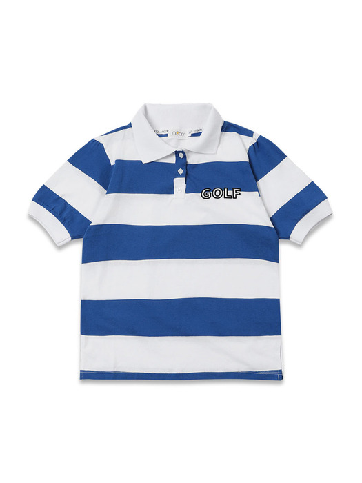 stripe golf T-shirt blue
