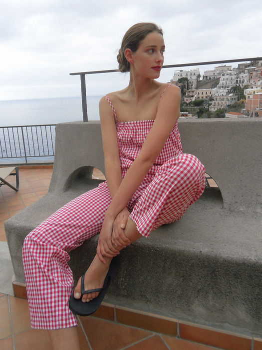 ZABLAN Tube jumpsuit (Red gingham check)