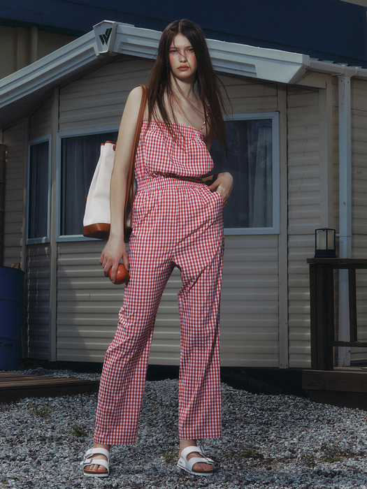 ZABLAN Tube jumpsuit (Red gingham check)