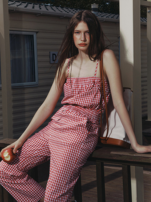 ZABLAN Tube jumpsuit (Red gingham check)