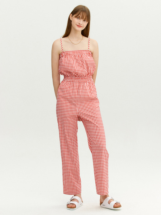 ZABLAN Tube jumpsuit (Red gingham check)