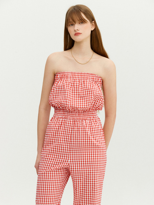 ZABLAN Tube jumpsuit (Red gingham check)