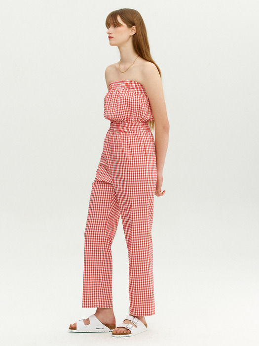 ZABLAN Tube jumpsuit (Red gingham check)