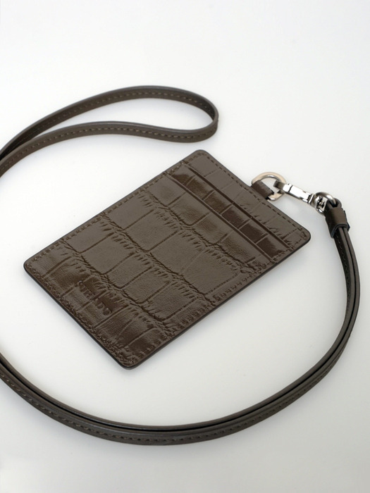 Metal Signature Necklace Card Wallet_Brown
