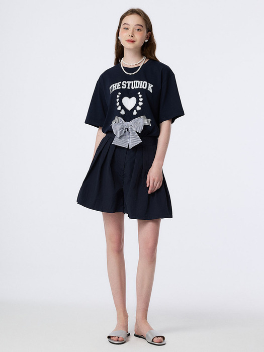 HEART LOGO LIBBON T-SHIRTS (NAVY)