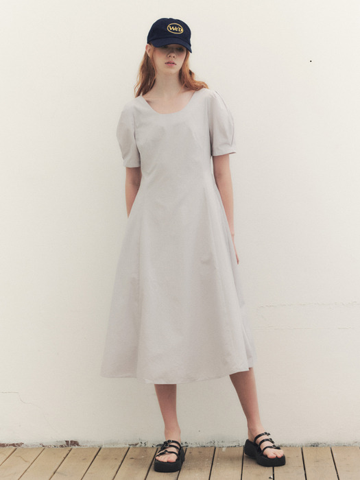 WED_French linen puff long dress