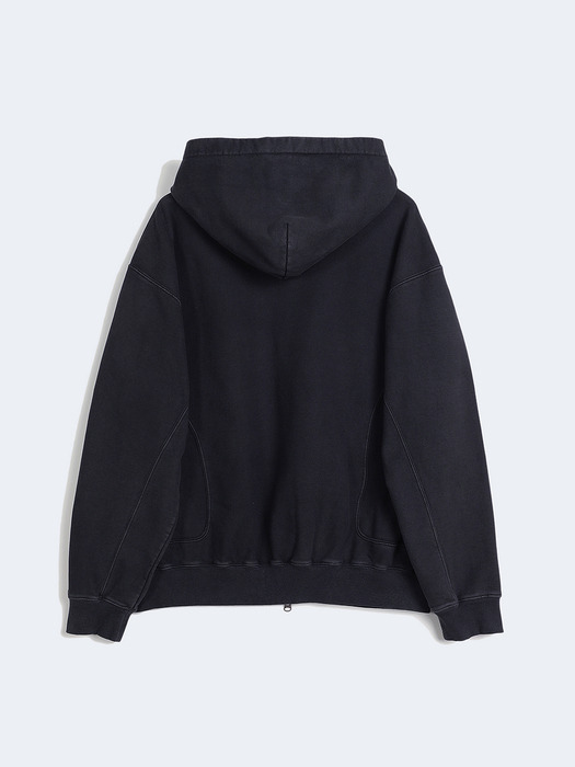 SUN DYED HOODIE ZIP-UP (BLACK)