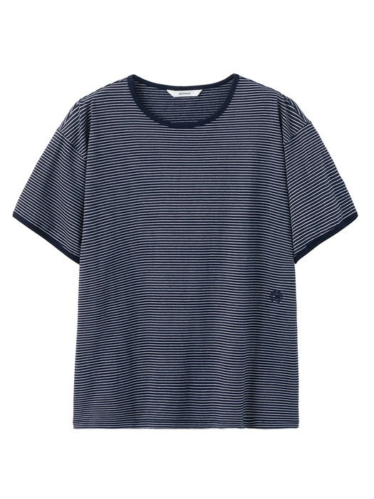 UNISEX, Marine Stripe Ringer T / Navy