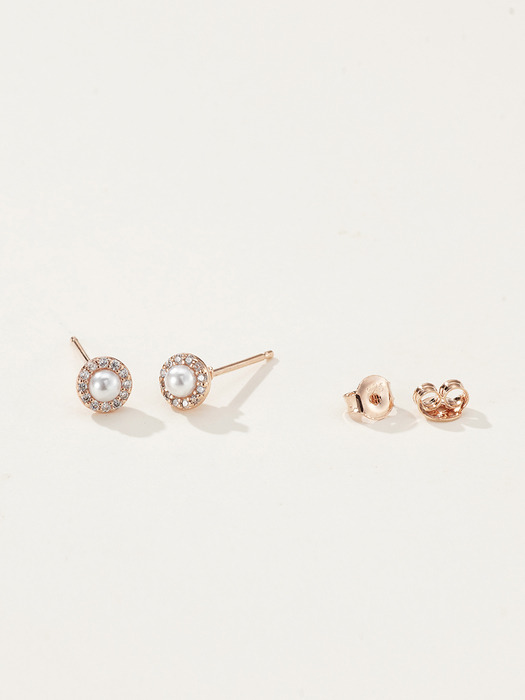 925 Mini Freshwater Pearl Cubic Earrings
