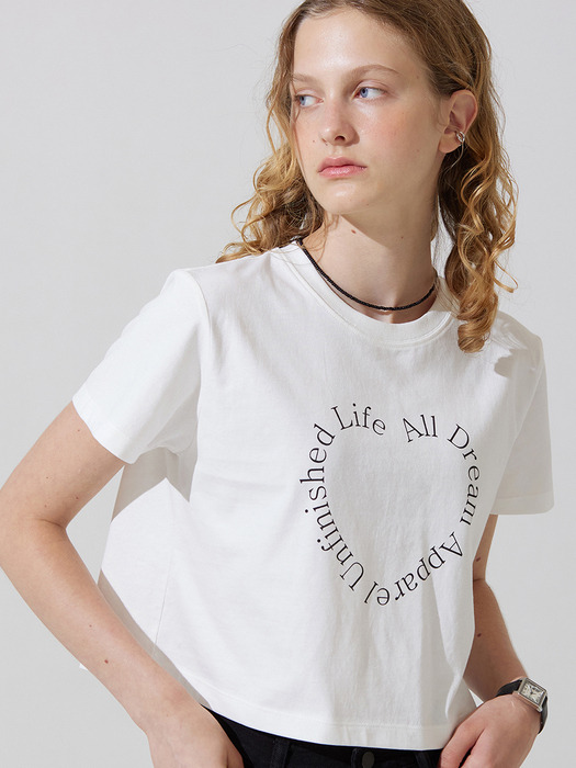 Round lettering heart AD t shirts - white